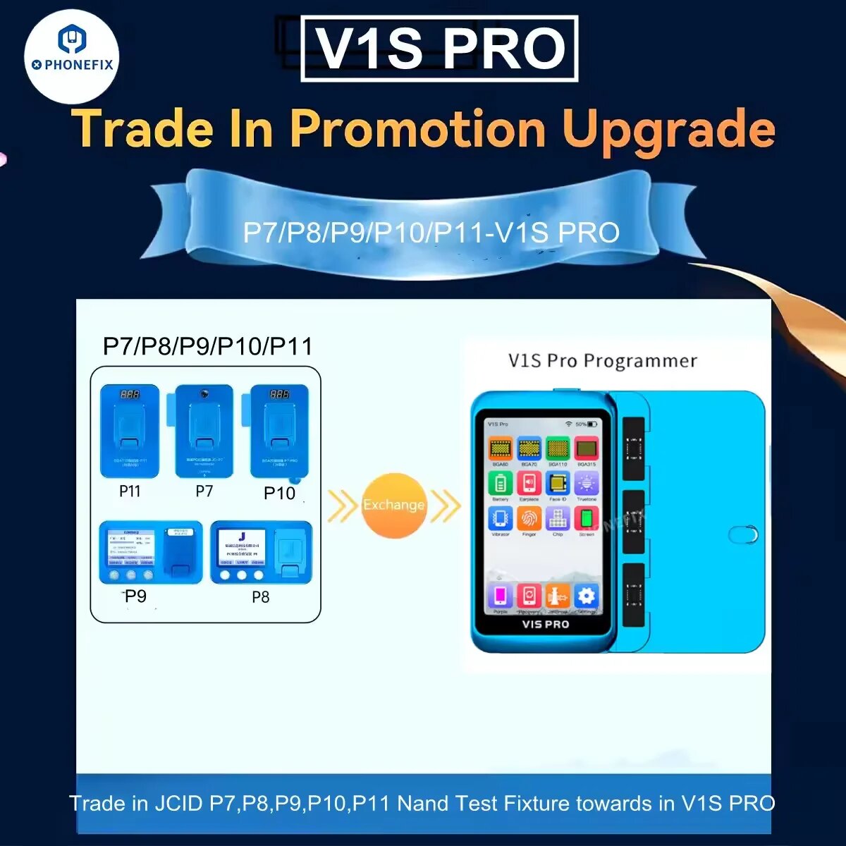 JCID V1S PRO Торговля в рекламном обновлении для Pro1000S P11 P7 P8 P9 P10 Программатор Необходимо обеспечивает старый хост SN Zdjęcia и видео, JC P7-P11 to V1S PRO