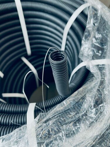 Изображение товара Труба гофрированная Пан-Электро D20 мм, черная, с зондом, длина 100 м, ПНД