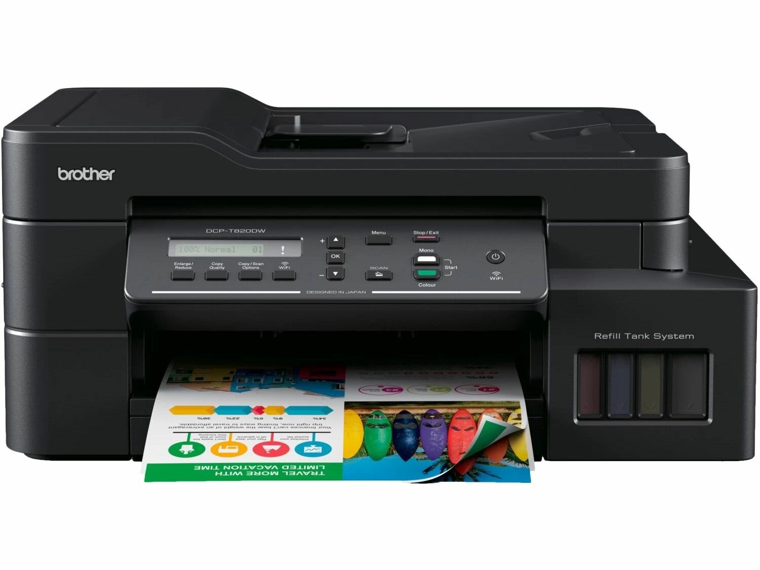 Струйное МФУ Brother DCP-T820DW Wi-Fi (SNAP - чернила в комплекте), черный