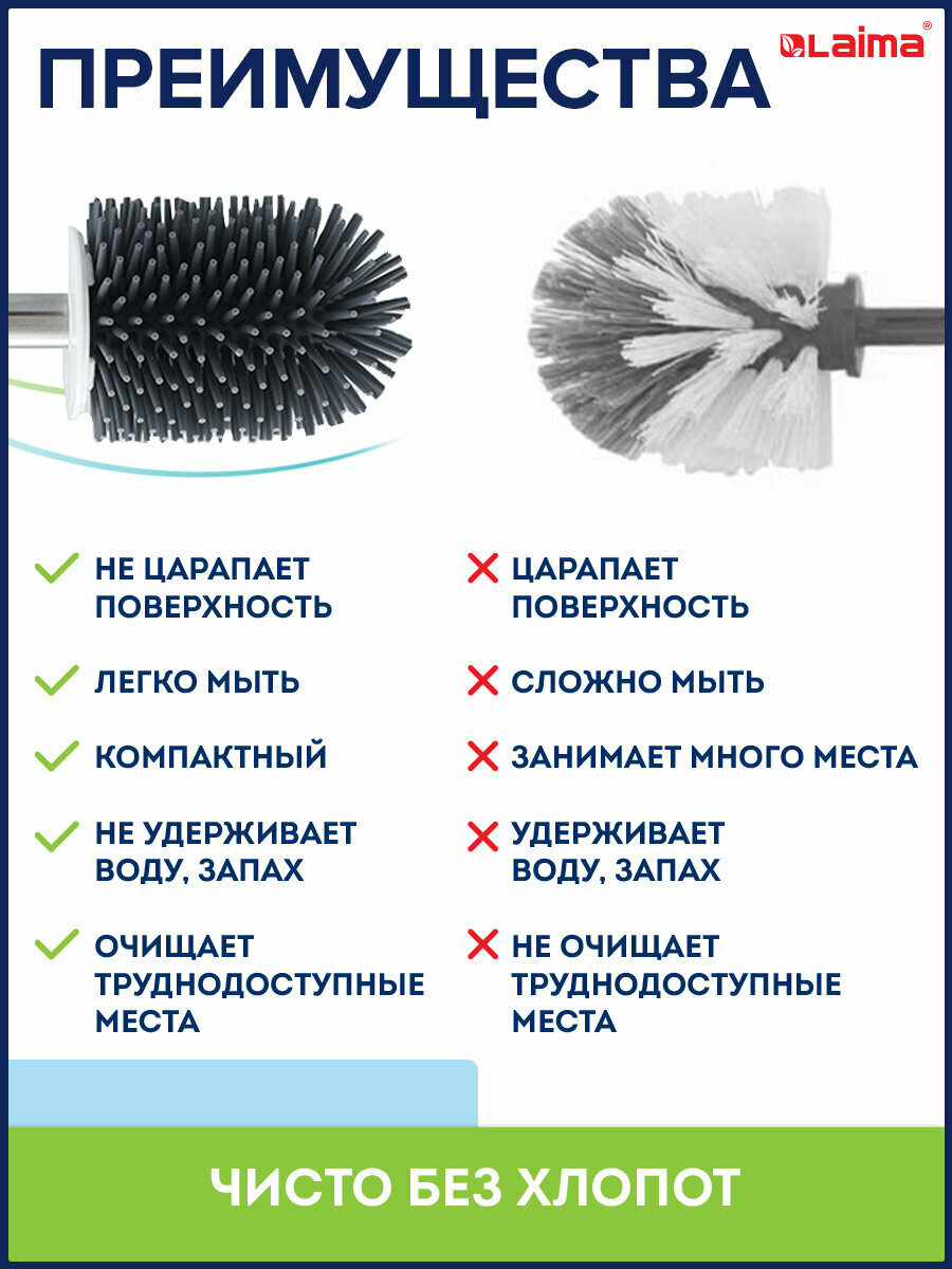 Ерш / ершик для унитаза / туалета напольный / настенный силиконовый Round Type с креплением и пинцетом, 608133 — фото 1