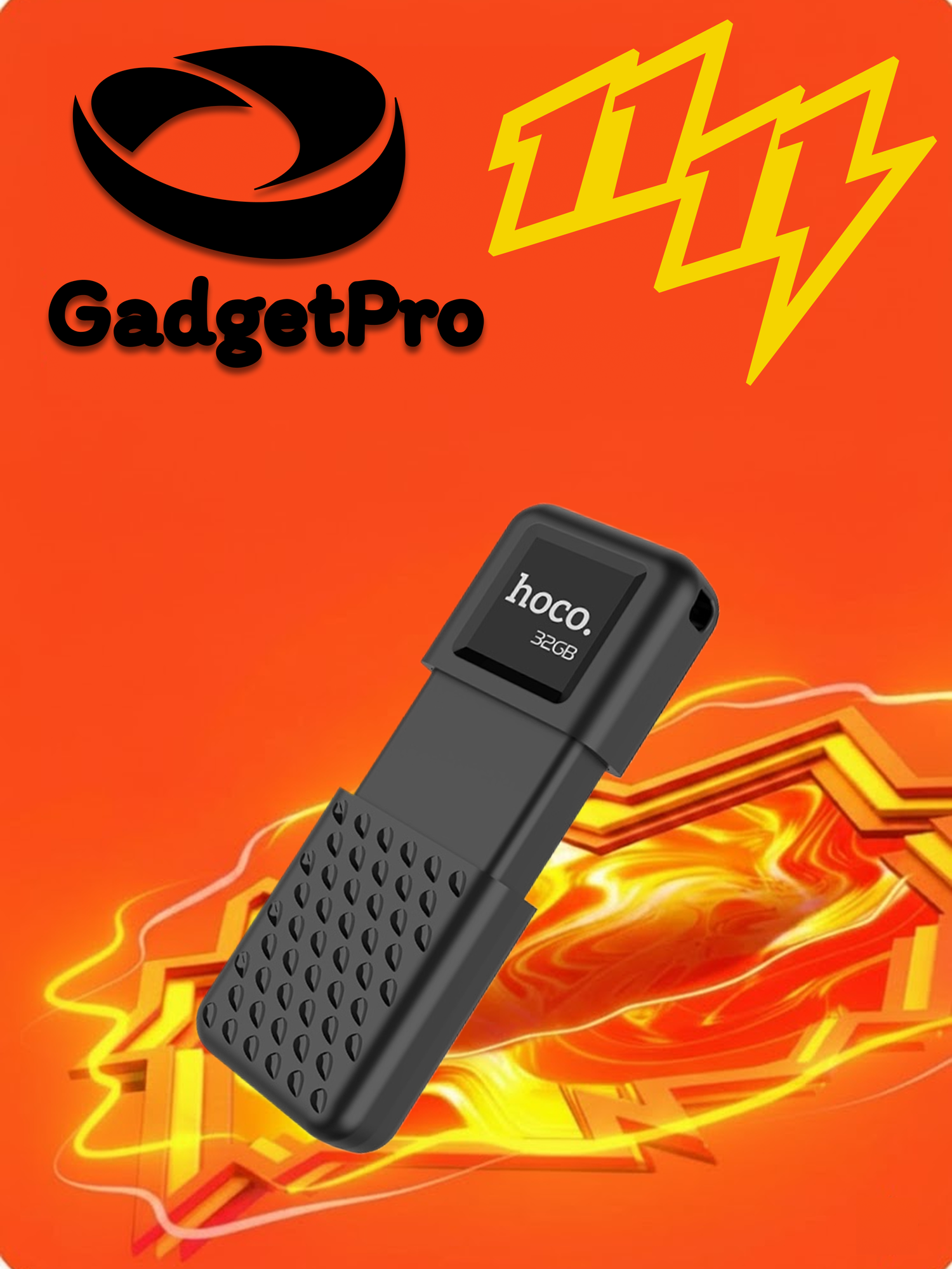 Флешка Hoco UD6 Intelligent 32 ГБ USB 2.0, компактная, черная, защита данных