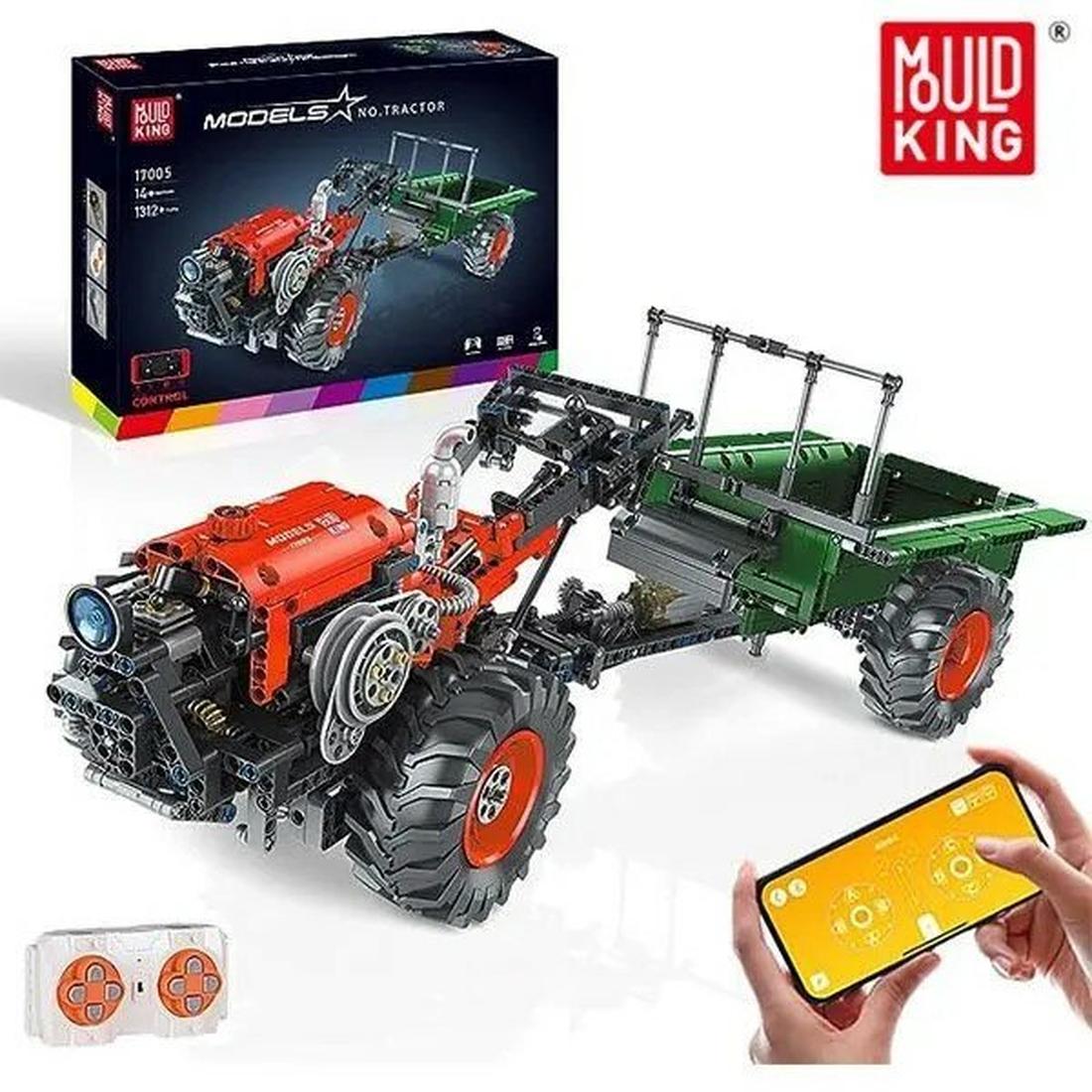 Конструктор Mould King 17005 Technic Трактор с ДУ сборная модель электронно - механическая на радиоуправлении, 1312 дет. 