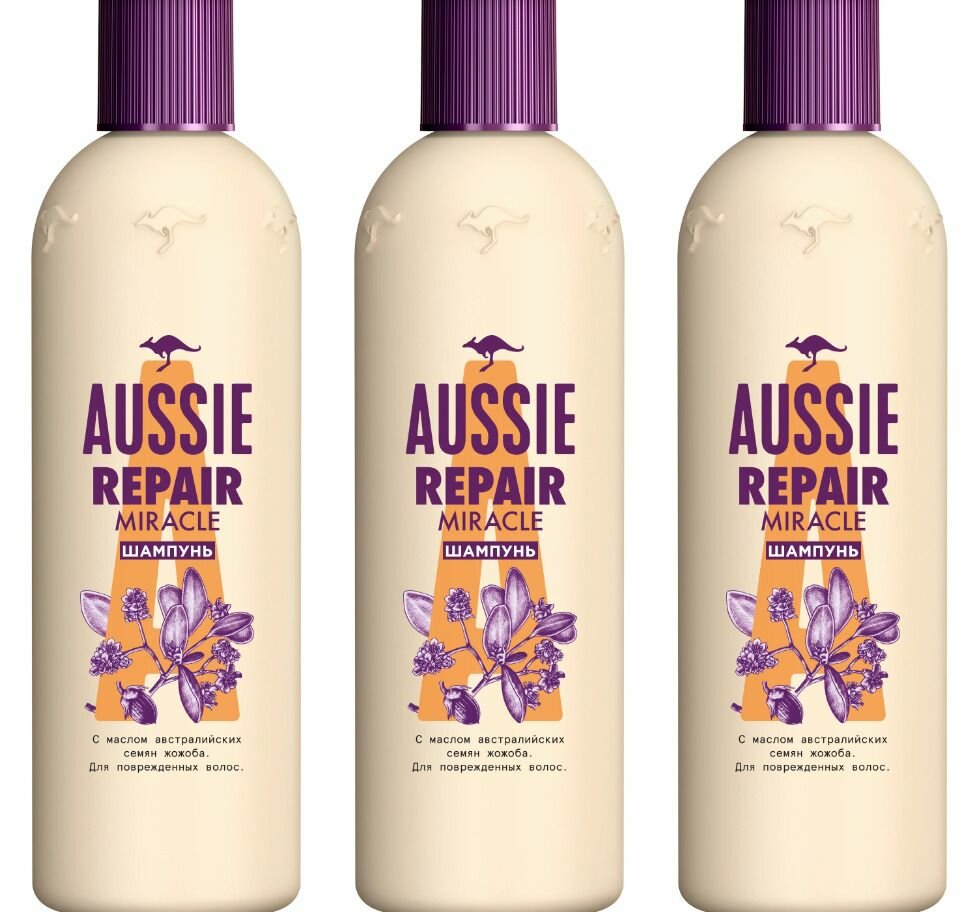 Aussie Шампунь для волос Repair Miracle, 300 мл, 3 шт /