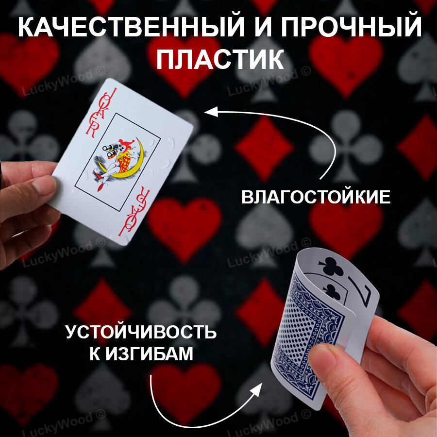 Карты игральные пластиковые PokerClub, синие, 54 штуки в колоде