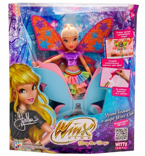 Шарнирная кукла Winx Club Bling the Wings. Стелла, с крыльями и глиттером, 24 см IW01312203