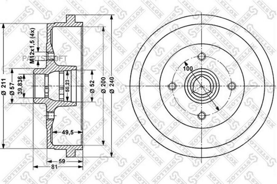 6025-4709-SX_барабан тормозной!\ VW Golf 1.4-1.9TDi 91-97 STELLOX 60254709SX | цена за 1 шт