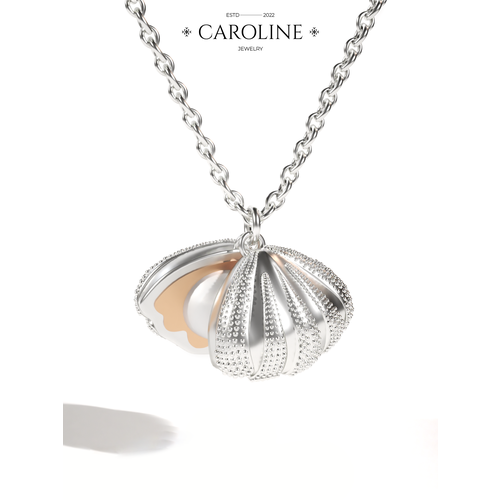 фото Колье caroline jewelry, жемчуг имитация, длина 46.5 см., серебряный