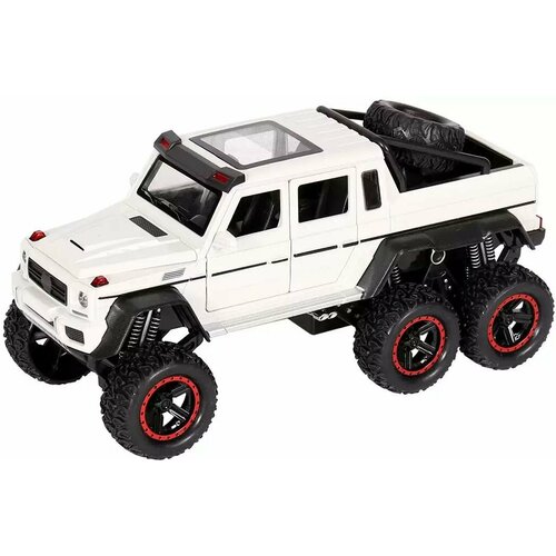 Модель машины Mercedes-Benz G55 6х6 на амортизаторах 1:24 (18,5см) свет, звук, Инерционный механизм 18495W машина металлическая mercedes benz g55 6х6 масштаб 1 24 открываются двери капот багажник цвет серый