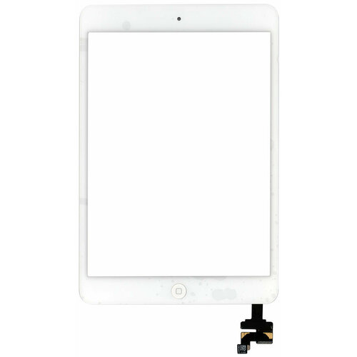 Сенсорное стекло (тачскрин) Ipad mini + stiker + IC с кнопкой Home белое (A1432 A1454 A1455) OEM сенсорное стекло тачскрин ipad mini 3 retina ic a1599 a1600 белое