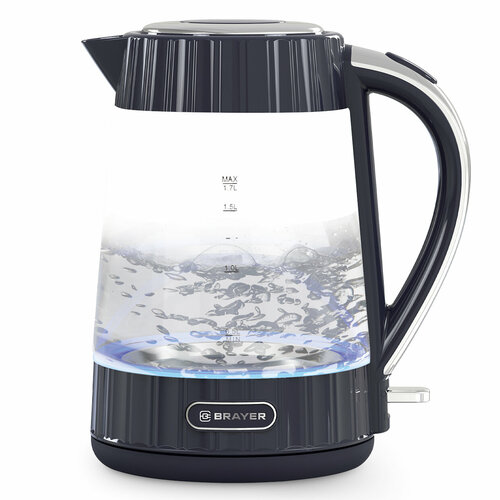 Чайник электрический 17Л 2200ВТ диск стекло контр VnQ by STRIX подсветка моющ фильтр черн BRAYER 500500₽