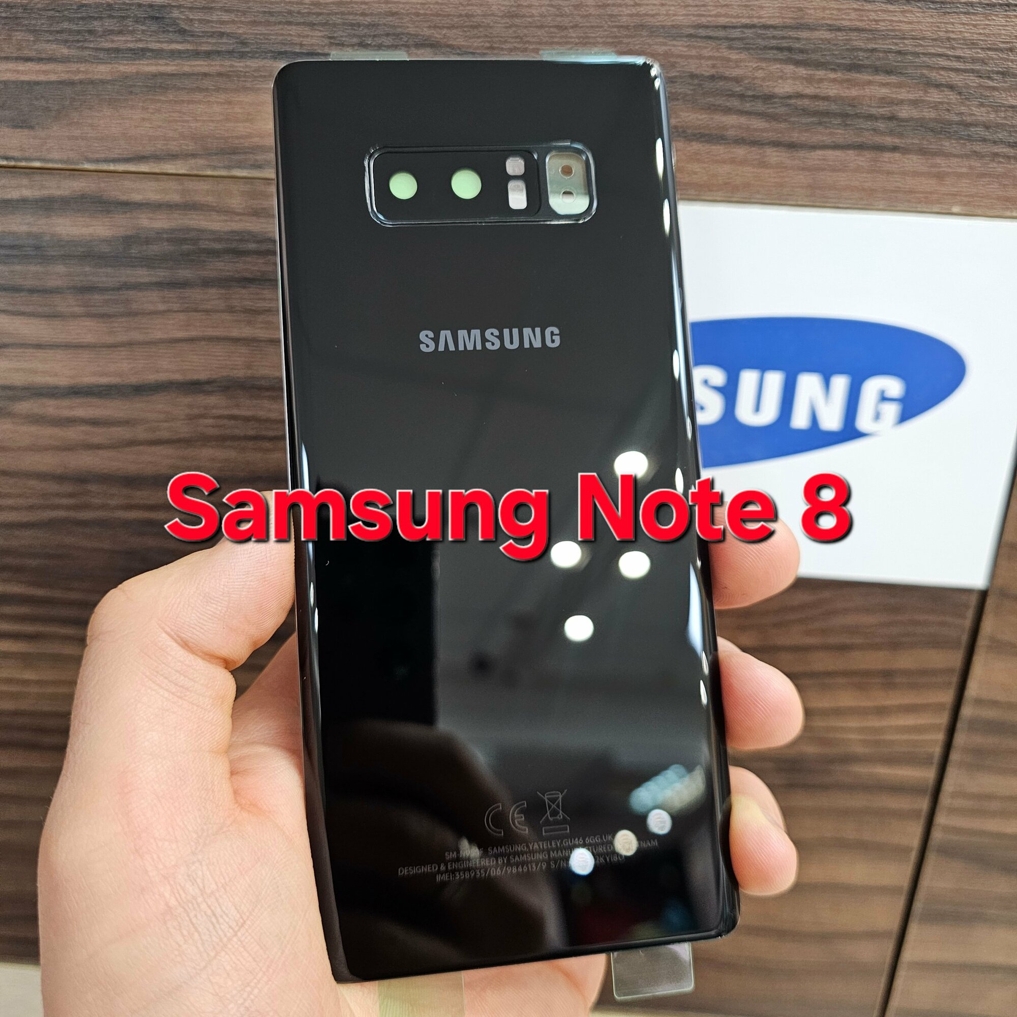Крышка для Samsung Note 8 (заднее стекло) "Премиум качество" цвет: Чёрный