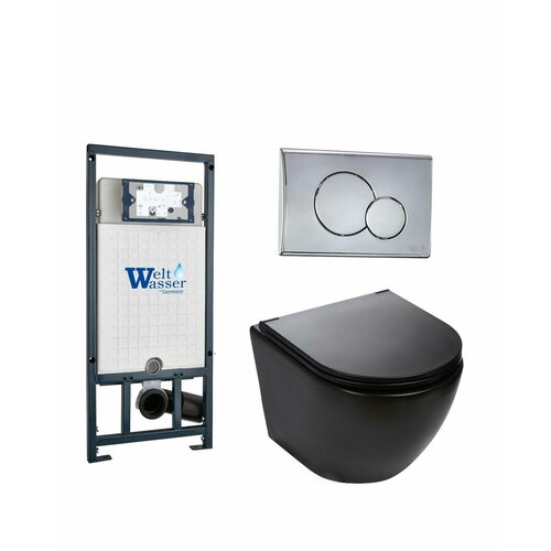 Унитаз с инсталляцией Weltwasser MARBERG 507 + MERZBACH 043 MT-BL + MAR 507 RD GL-WT