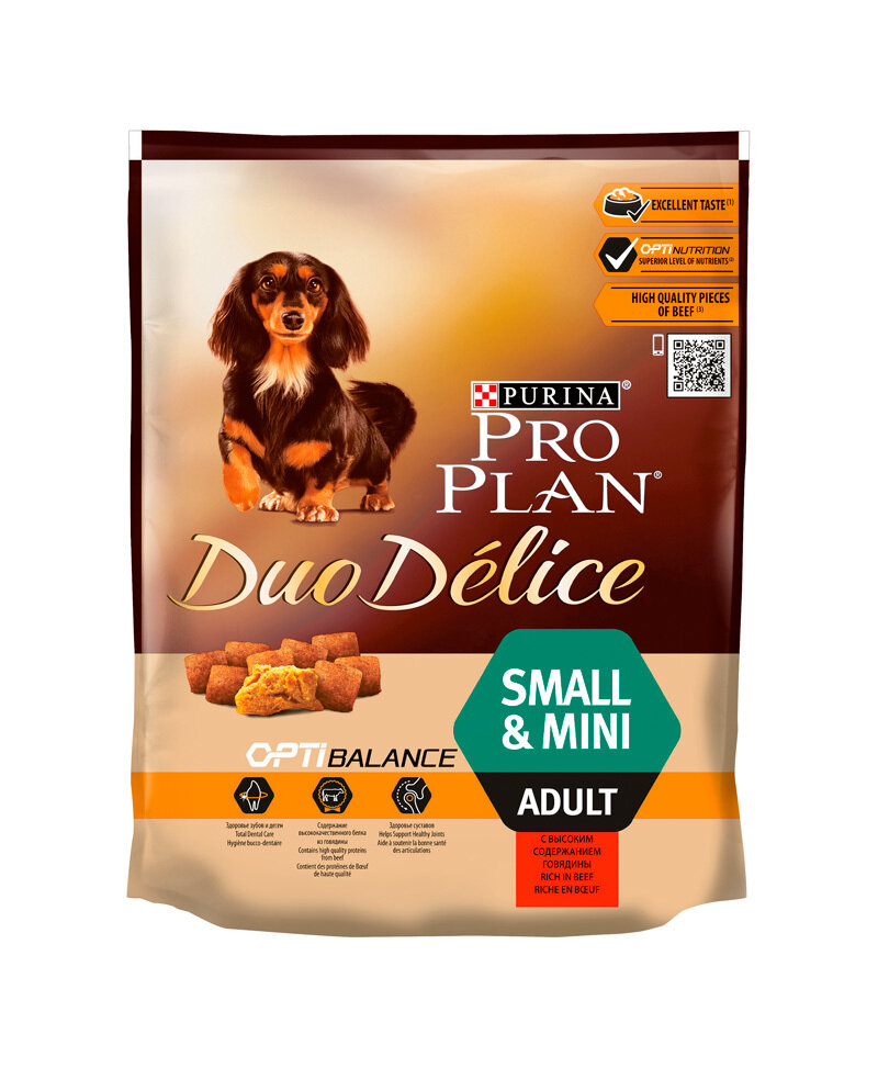 Pro Plan DUO DELICE сухой корм для взрослых собак мелких пород (говядина, рис) 700 г
