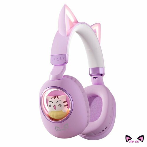 YOU CAT - B5 Space Cat сиреневые Беспроводные наушники космический котик с подсветкой 335500₽