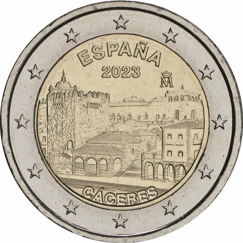 Испания 2 евро 2023 Касерес 70 шедевров мирового искусства из всемирного наследия юнеско