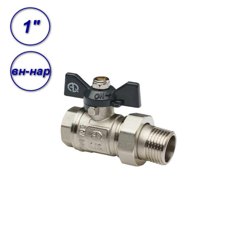 фото Кран шаровый Aqualink 719253 латунь, с накидной гайкой