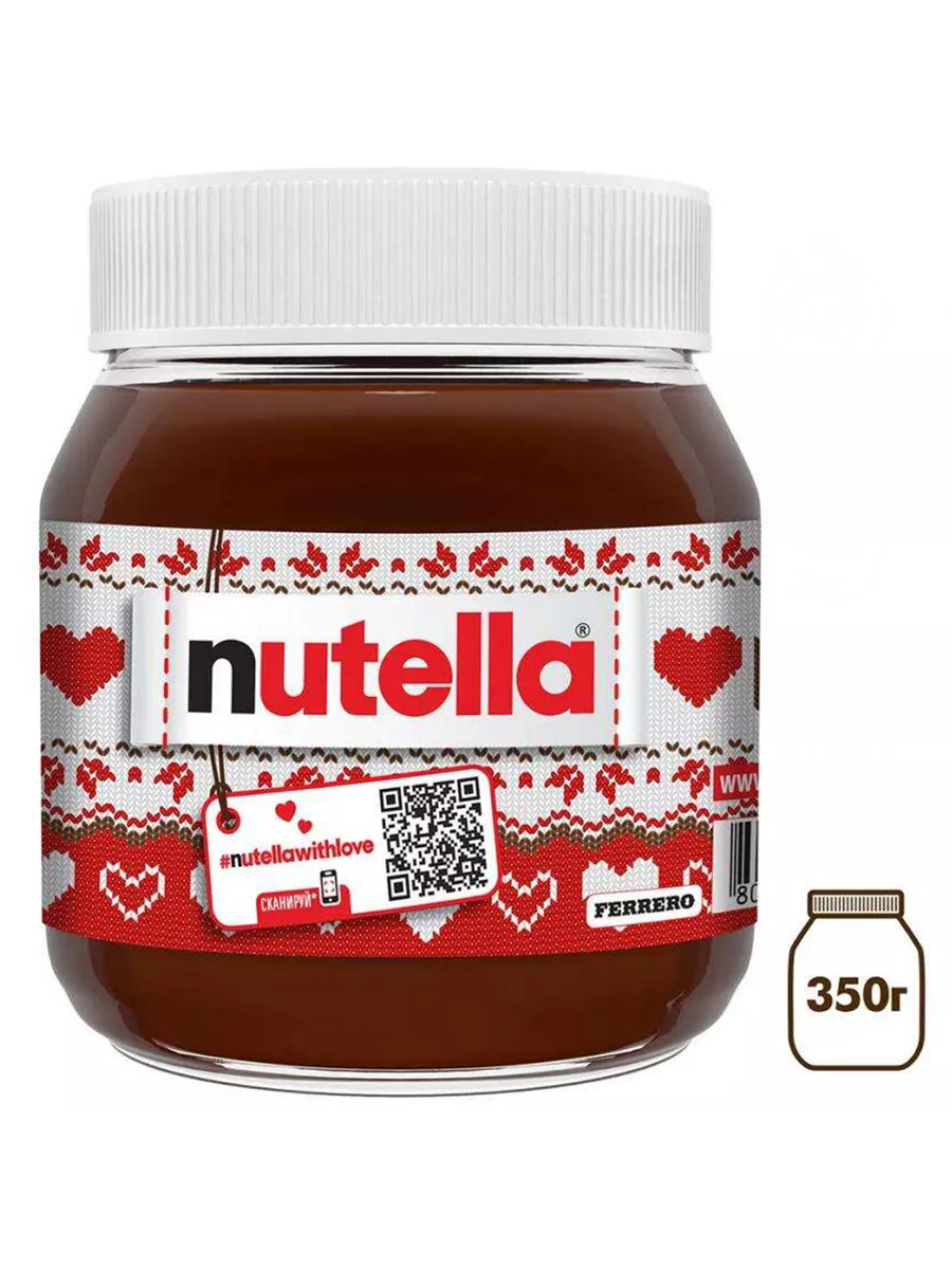 Паста ореховая с добавлением какао Nutella, 350 г, стеклянная банка