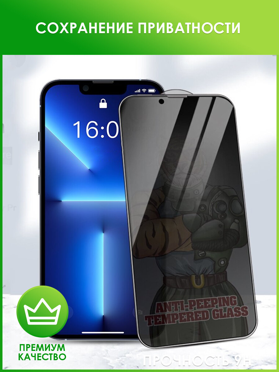 Защитное стекло антишпион для iPhone 13, 13 PRO, 14