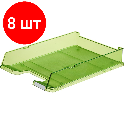 Комплект 8 штук, Лоток горизонтальный HAN с инд. окном прозр. зеленый 1020/27