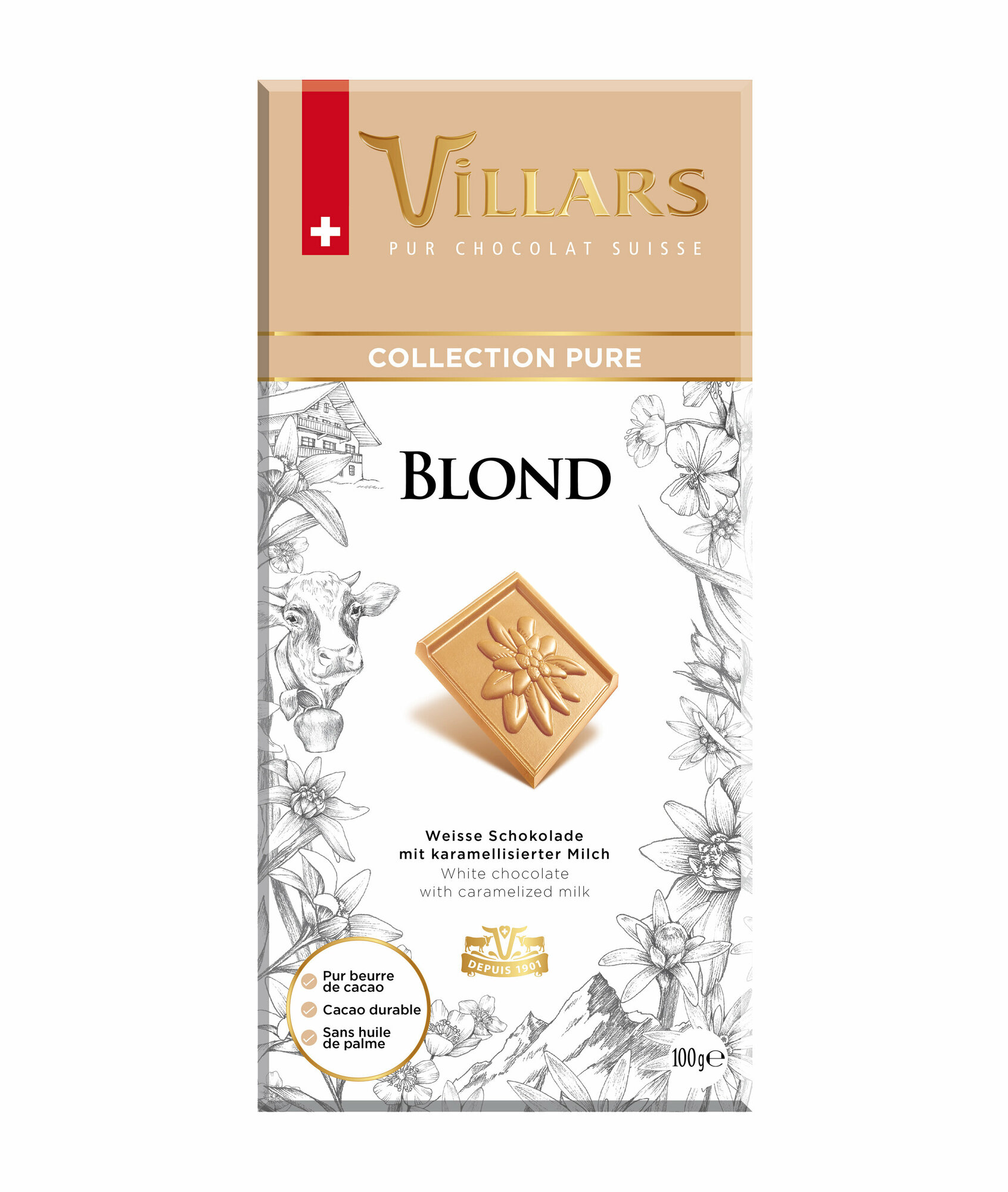 Белый шоколад VILLARS с карамелизованным молоком, 100г