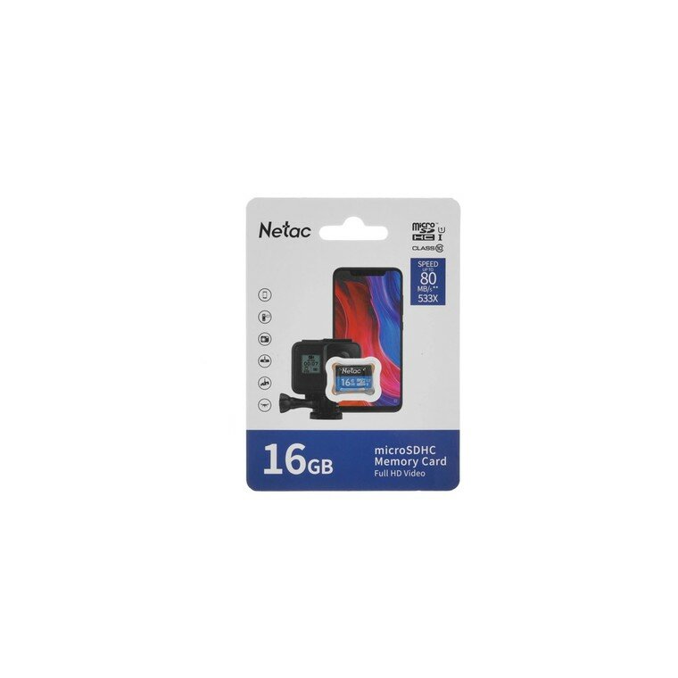 Карта памяти MicroSD 16Гб Netac P500 (NT02P500STN-016G-S)