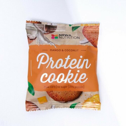 Протеиновое печенье Protein Cookie манго-кокос, 40 г 9196945 протеиновое печенье prime kraft wowbar protein cookie 10 шт по 40 г вкус манго