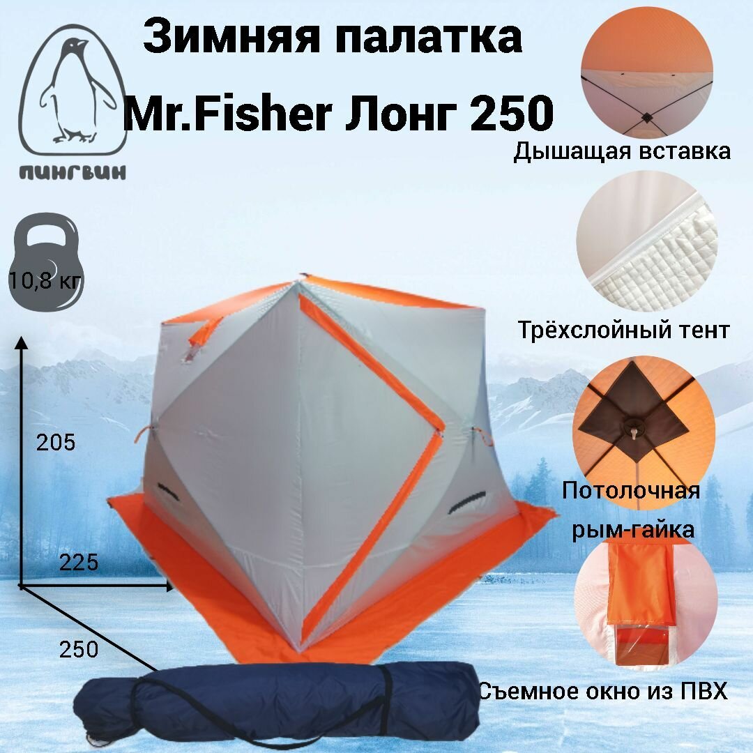 фото Палатка куб зимняя 3-сл Mr.Fisher Лонг 250