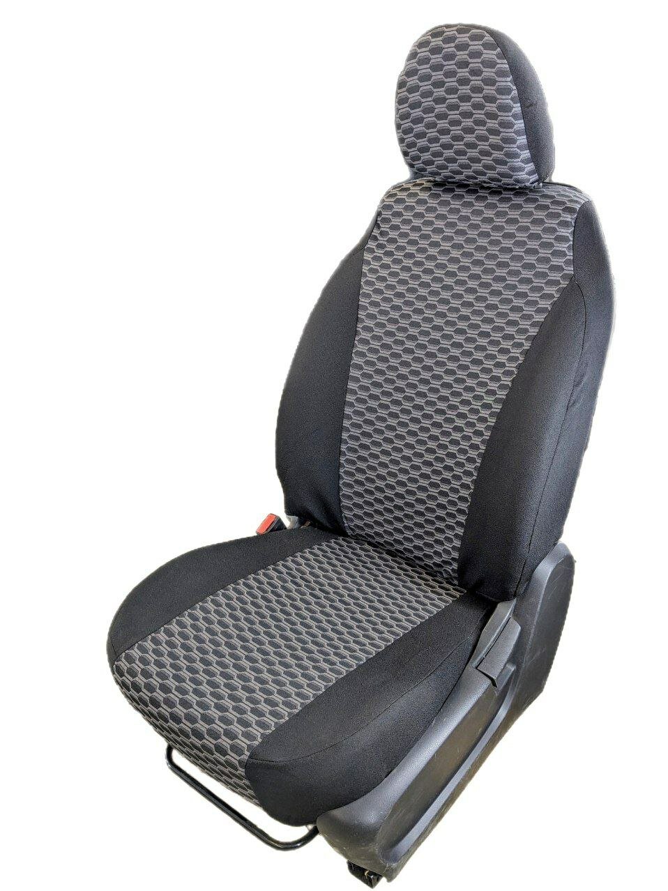 Чехлы модельные Н. М. на автомобильные сиденья Lada 2110/Приора седан 2007-2013. Жаккард черно-серый.