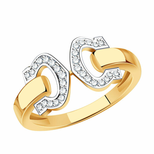 фото Кольцо diamant online, золото, 585 проба, фианит, размер 17, бесцветный