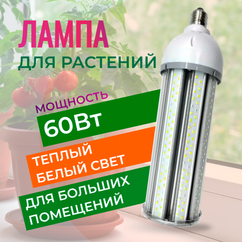 Фитолампа (лампа для растений) Fitolamp FL-60 Full Spectre, 60 Вт, теплый свет, полный спектр, E27