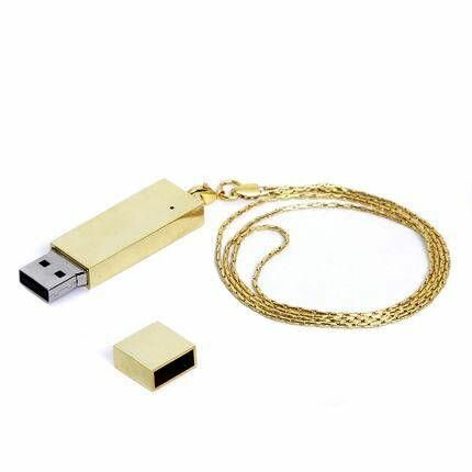 USB-Flash накопитель в виде металлического слитка на цепочке 32 Gb цвет золотой