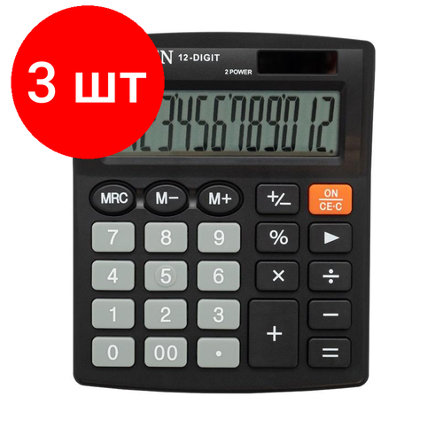 Комплект 3 штук, Калькулятор настольный компактный CITIZEN бухг. SDC812(BN/ NR) 12 разряд DP