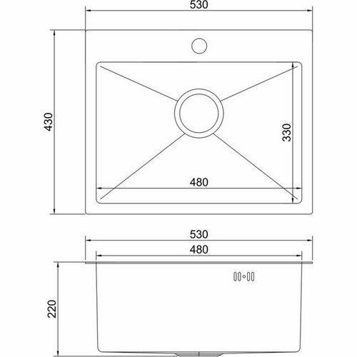 MIXLINE PRO 22см с сифоном (черный графит нано)