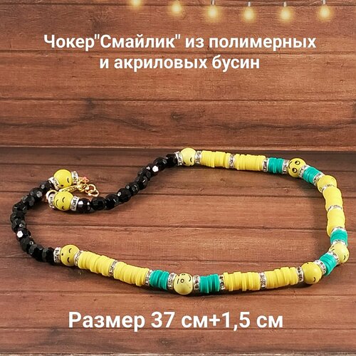 Чокер, длина 37 см, черный, серебряный