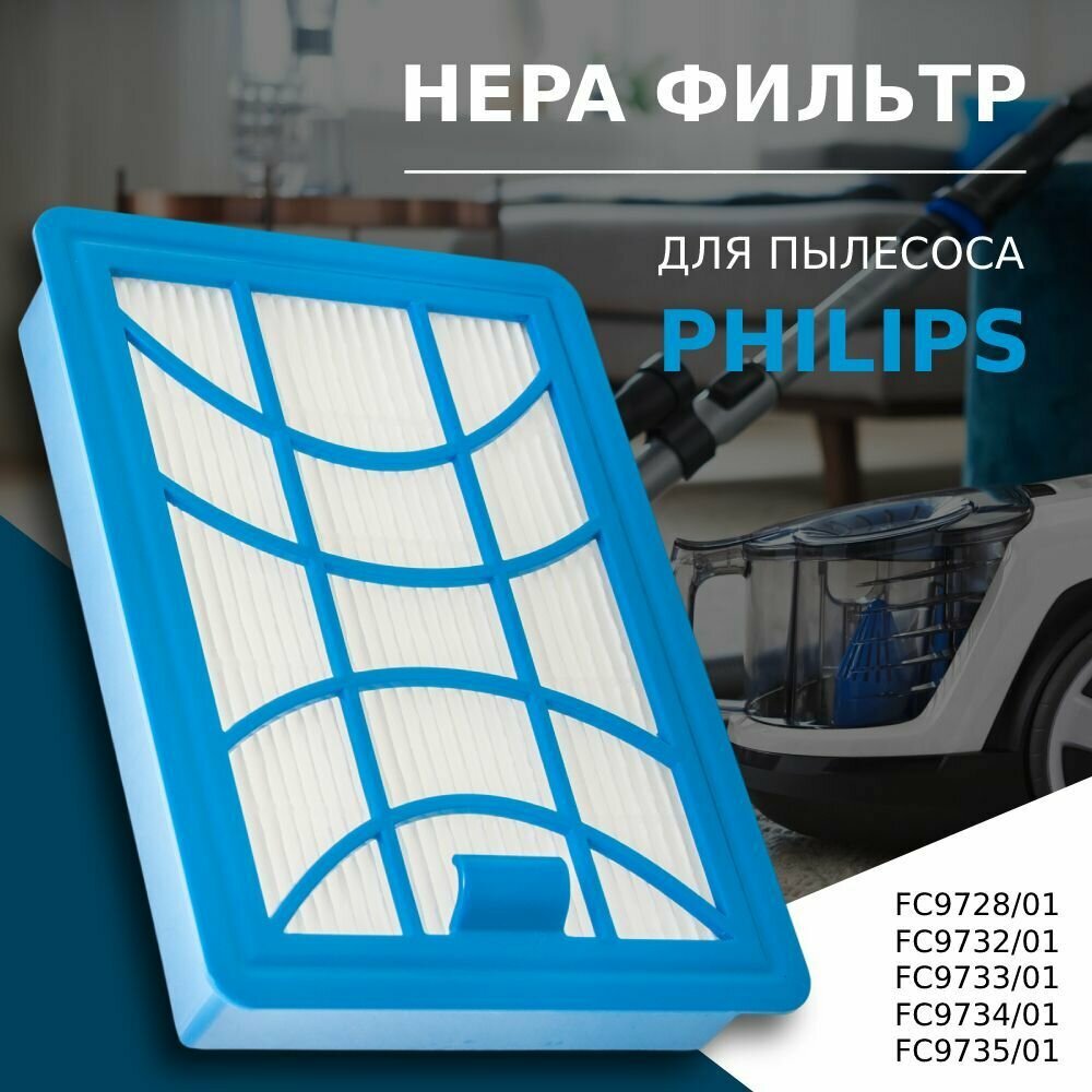 HEPA фильтр для пылесоса Philips тип CP0616/01 серия PowerPro Expert FC9728, FC9732, FC9733, FC9734, FC9735, FC9729, FC9741, FC9742, FC9743, FC9744, FC9745, FC9746, FC9750, FC9751