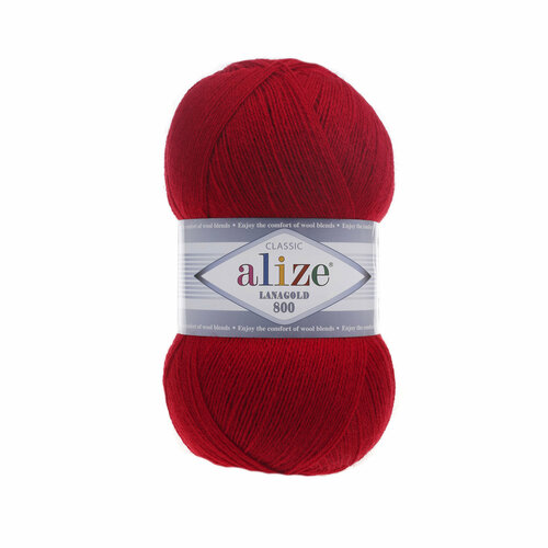 Пряжа Alize Lanagold 800, 49 % шерсть, 51 % акрил, 100 г, 730 м, 2 шт., 390