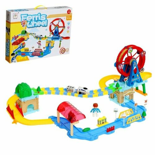 Железная дорога Парк развлечений, световые и звуковые эффекты, работает от батареек пластиковая железная дорога с поездами игрушка