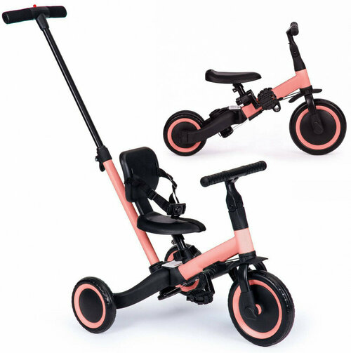 Детский беговел-велосипед 4в1 с родительской ручкой, розовый - TR007-PINK (TR007-PINK)