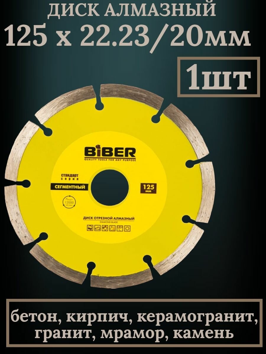 фото Диск алмазный по бетону 125 х 22,23 / 20 мм