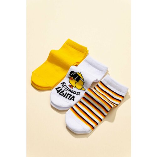 фото Носки 3 пары, размер 10-12, желтый, белый нет бренда