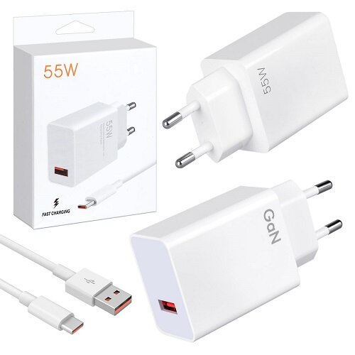 фото Сетевое зарядное устройство (Super Charger) с кабелем 6.5A (USB-A - USB-C) для Xiaomi (MDY-12-EZ) 55W