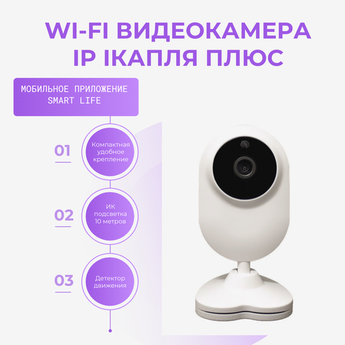 Видеокамера Wi-Fi компактная с ИК подсветкой iКапля Плюс