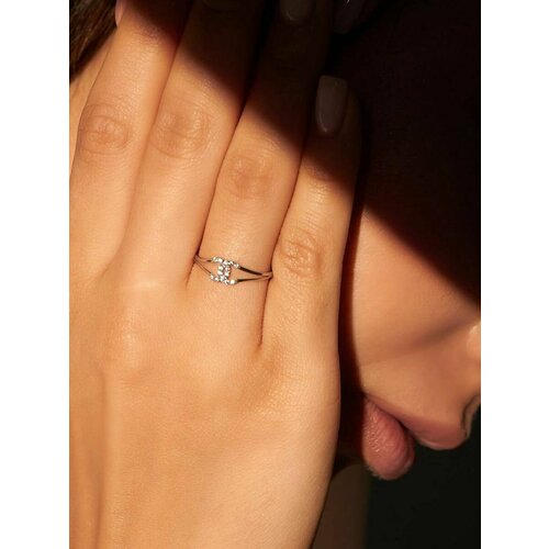 Кольцо SKAZKA Natali Romanovoi, серебро, 925 проба, родирование, фианит, размер 15, серебристый