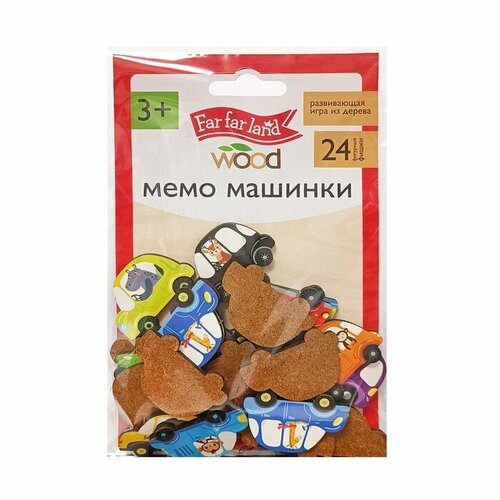 Игра настольная мемо Машинки r far land wood (24 фишки в коробке)