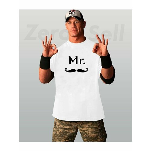 фото Футболка футболка парная хлопковая унисекс mr мистер усы, размер 3xs, белый zerosell