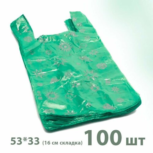 Пакет майка ПНД зеленый Звезды 100 штук 718₽