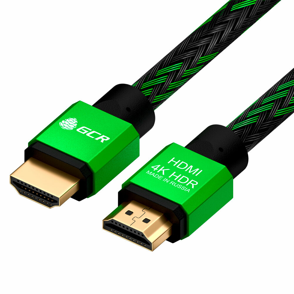 Greenconnect HDMI (m) - HDMI (m) 3м Greenconnect Кабель 3.0m HDMI версия 2.0, HDR 4:2:2, Ultra HD, 4K 60 fps 60Hz/5K*30Hz, 3D, AUDIO, 18.0 Гбит/с, 28/28 AWG, OD7.3mm, тройной экран, BICOLOR нейлон, AL корпус зеленый, GCR-51487 GCR-51487