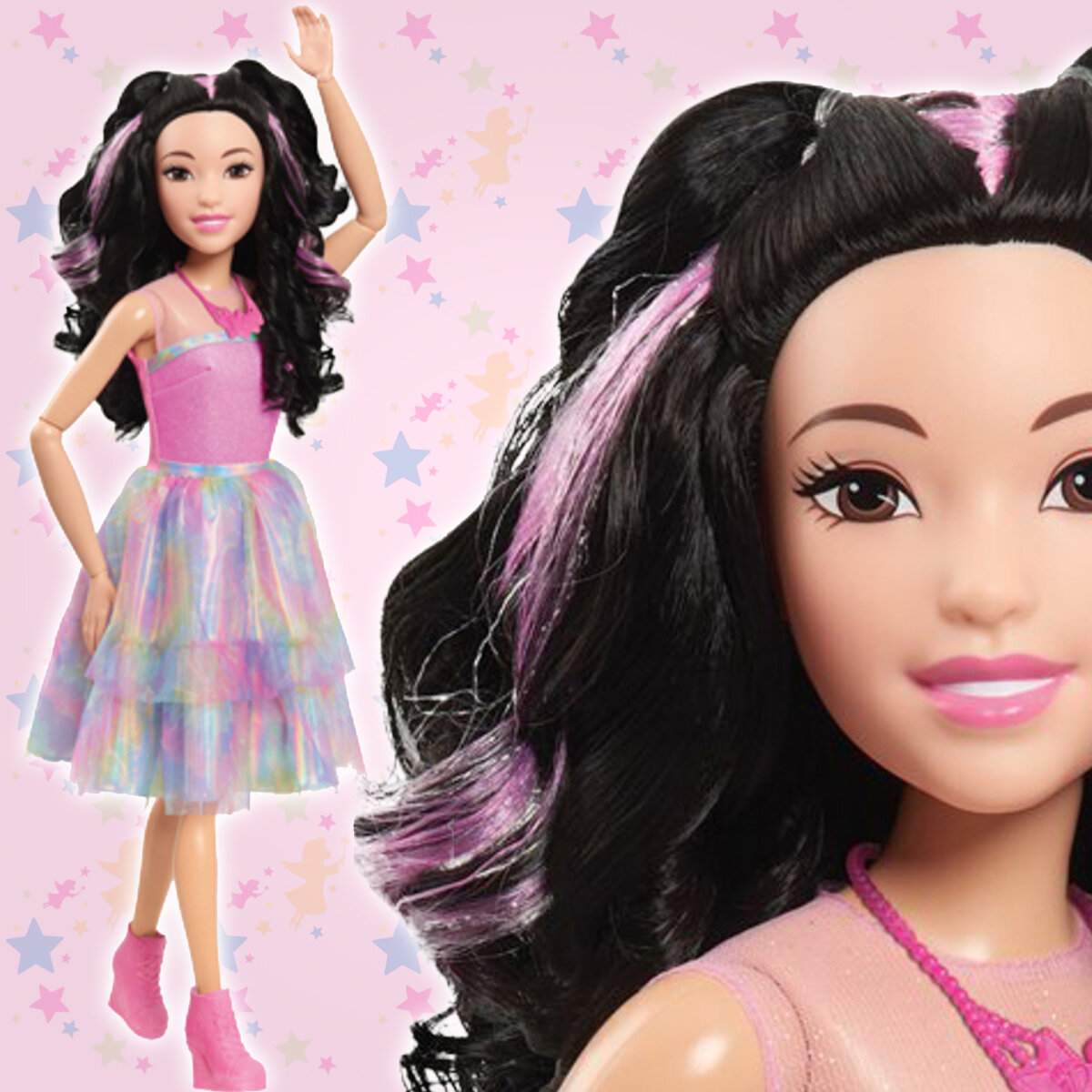 Кукла Барби 70 см Barbie Стильная Подружка Черные волосы
