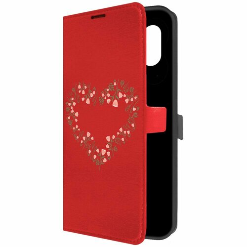 Чехол-книжка Krutoff Eco Book для Samsung Galaxy A04e (A042) Цветочное сердце (красный)