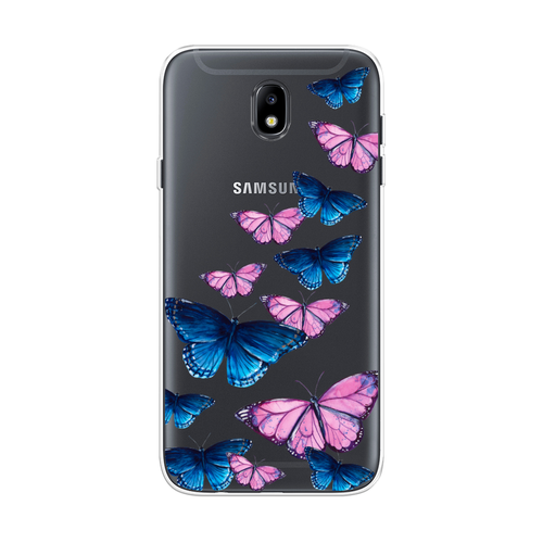 Силиконовый чехол на Samsung Galaxy J7 2017 / Самсунг Галакси J7 2017 Полет бабочек, прозрачный дизайнерский силиконовый с усиленными углами чехол для самсунг j7 2017 samsung galaxy j7 2017 лев с короной